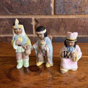 VTG House Of Lloyd 1992 Native American Nativity Set Of 3 Wisemen Magi Christmas